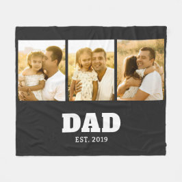 Dad Established Bold Text Black 3 Photo Fleecefilt