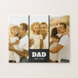 Dad Established Bold Text Black 3 Photo Pussel