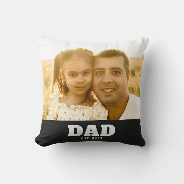 Dad Established Bold White & Black Photo Kudde (Framsida)