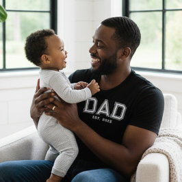 Dad Established Bold White Year New Dad Gift T Shirt