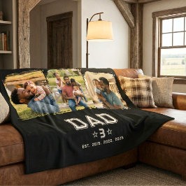 Dad Established Classic Bold White Black 3 Photo Fleecefilt