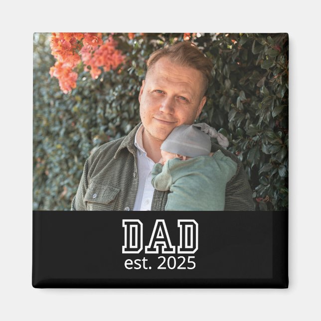 Dad Established Custom Year Photo Father Keepsake Magnet (Framsidan)