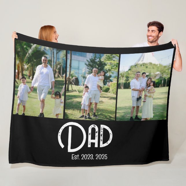 Dad Established Grunge text 3 photo Fleecefilt (På plats)