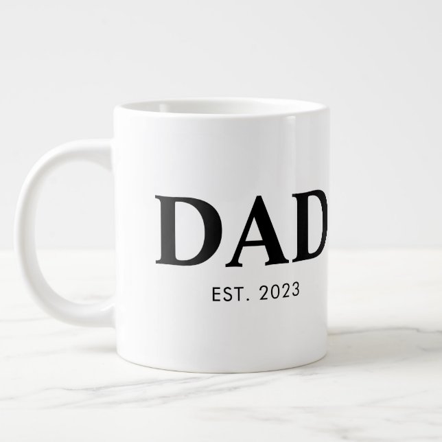 Dad Established Minimal Simple Text Est Year Jumbo Mugg (Vänster)