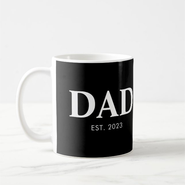 Dad Established Minimal Simple Text Est Year Kaffemugg (Vänster)
