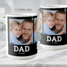 Dad Established Modern Black 3 Photo Kaffemugg