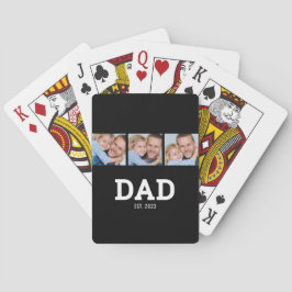 Dad Established Modern Bold Black 3 Photo Casinokort
