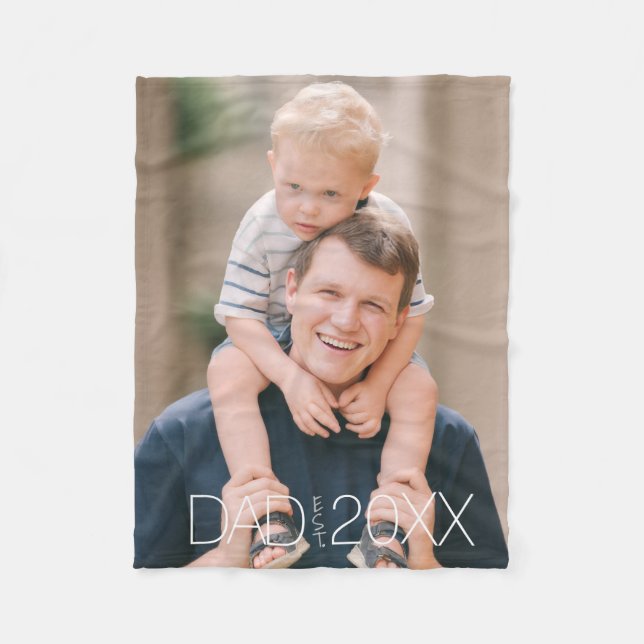 Dad Established Modern Script Photo  Fleecefilt (Framsidan)