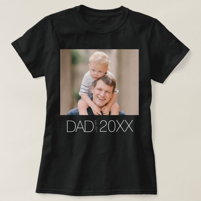 Dad Established Modern Script Photo T Shirt (Design framsida)