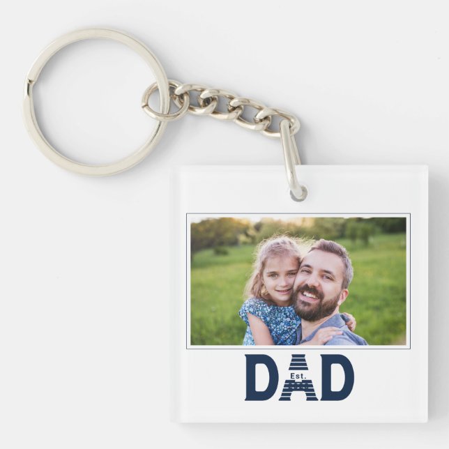 Dad Established Navy Blue Modern Bold Dad Photo (Framsidan)