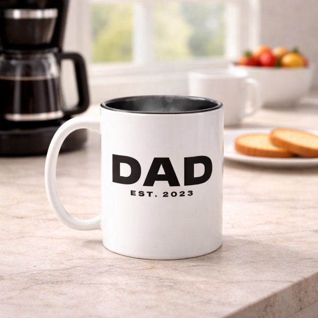 Dad Established New Dad Gift Mug Två-Tonad Mugg (Skapare uppladdad)