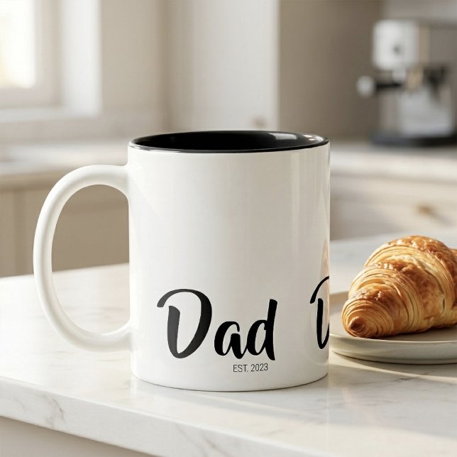 Dad Established New Dad Gift Två-Tonad Mugg (Dad Established New Dad Gift Two-Tone Coffee Mug)