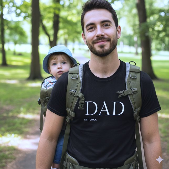 Dad Established New Dad Minimal Black White T Shirt (Skapare uppladdad)