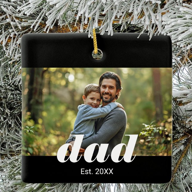 Dad Established Photo Father's Day Julgransprydnad Keramik (Skapare uppladdad)