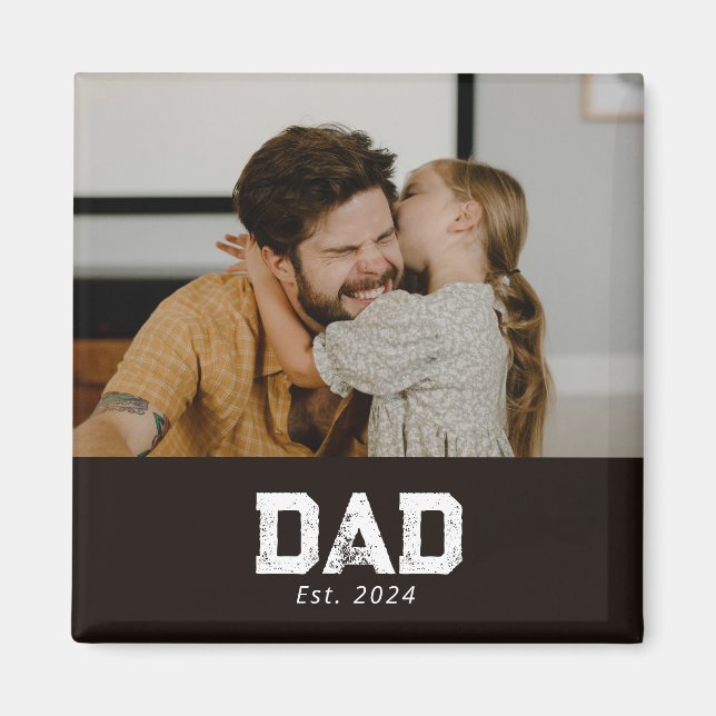 Dad Established Photo Father's Day Magnet (Framsidan)