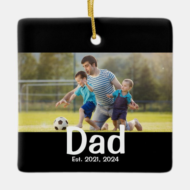 Dad Established Photo Gift  Julgransprydnad Keramik (Framsida)