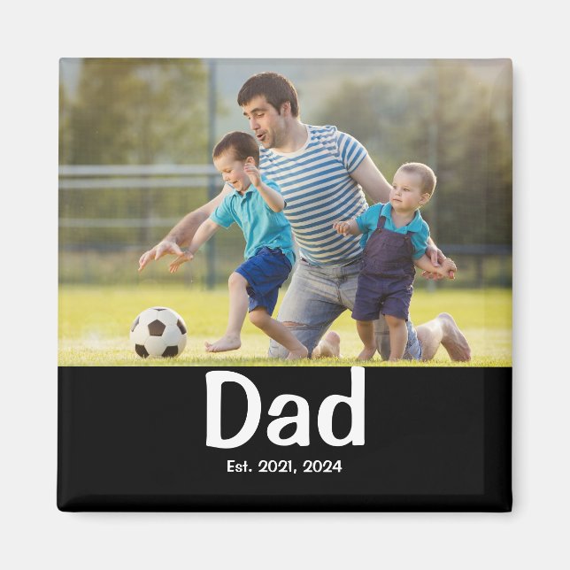 Dad Established Photo Gift Magnet (Framsidan)