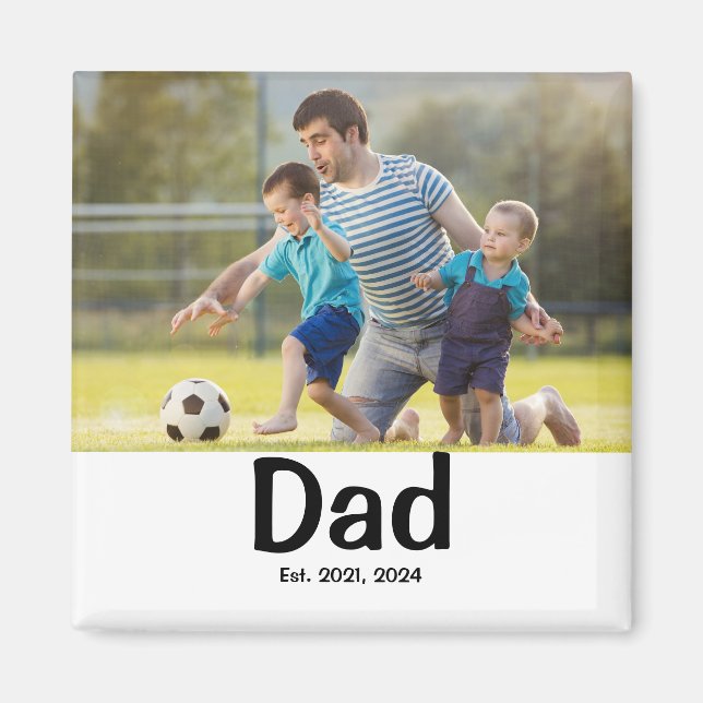 Dad Established Photo Gift Magnet (Framsidan)