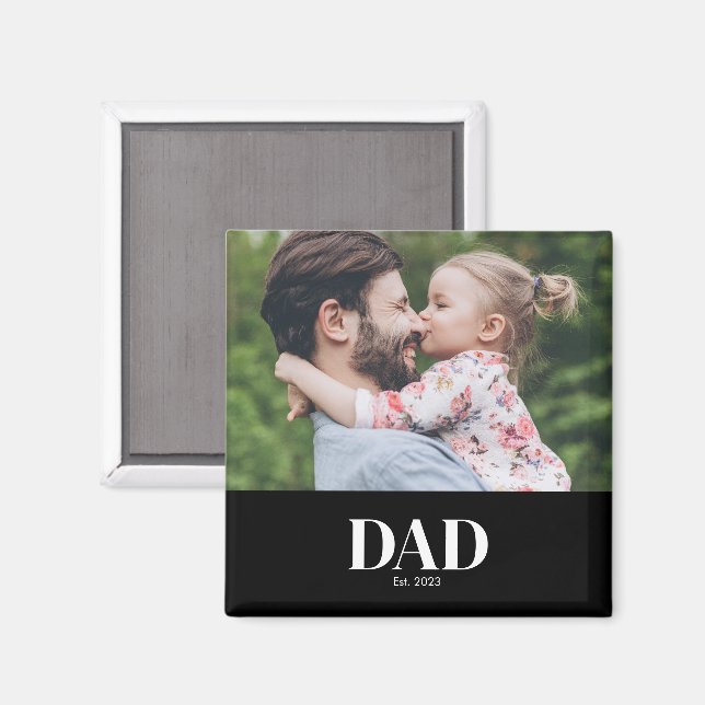  Dad Established Photo Gift Magnet (Front/Back)