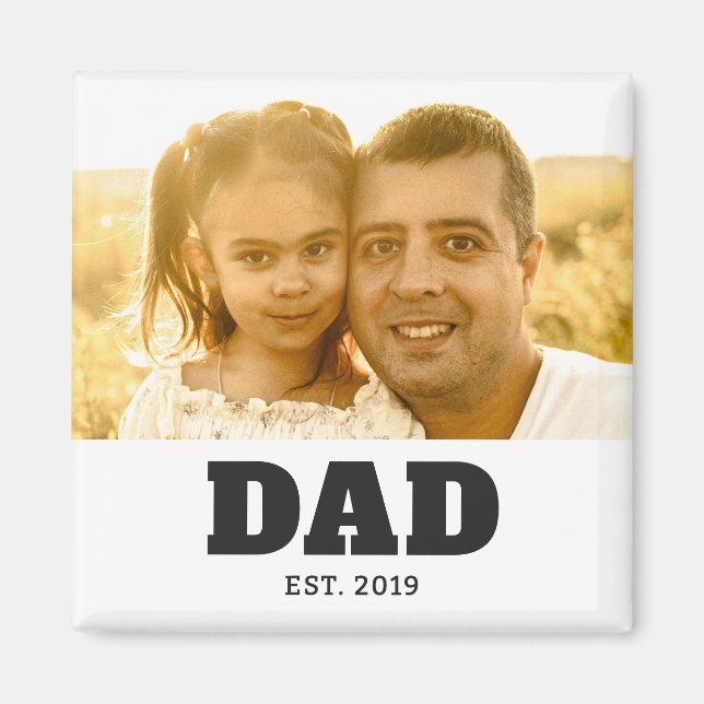Dad Established Photo Gift Magnet (Framsidan)