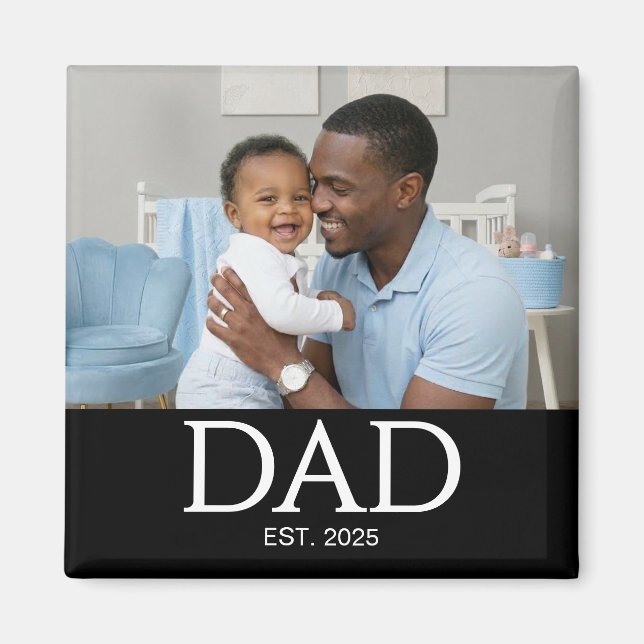 Dad Established Photo Gift Magnet (Framsidan)