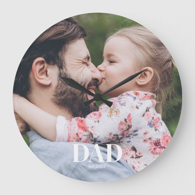  Dad Established Photo Stor Klocka (Framsida)