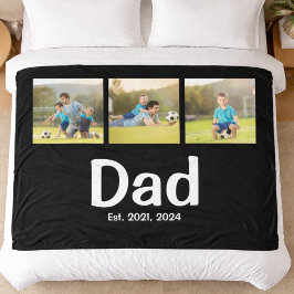 Dad Established Script Black 3 Photo Fleecefilt