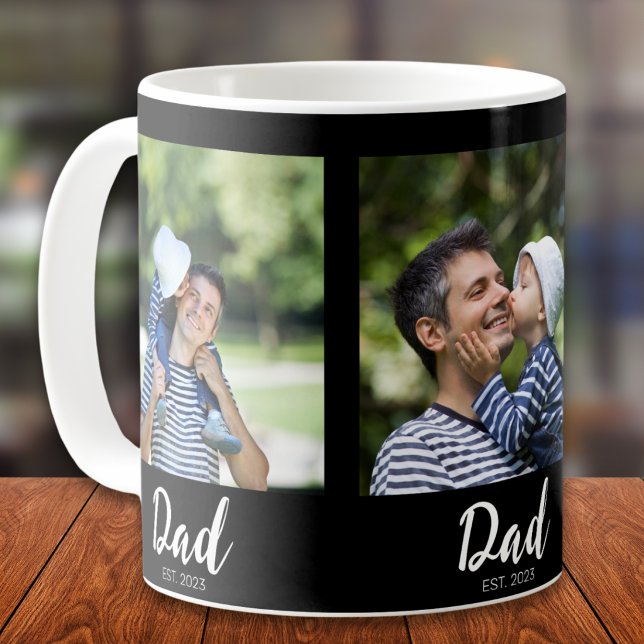 Dad Established Script Black 3 Photo Kaffemugg (Skapare uppladdad)