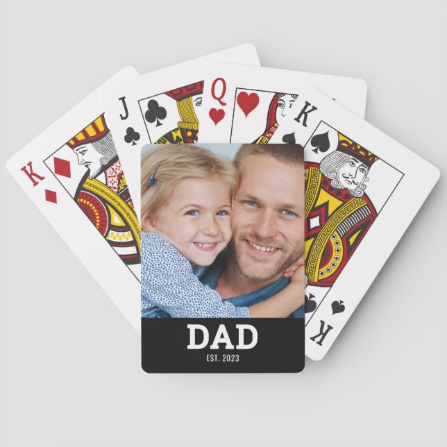 Dad Established Script Black Photo Casinokort (Baksidan)