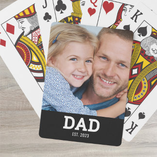 Dad Established Script Black Photo Casinokort