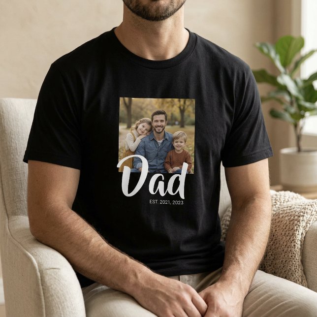 Dad Established Script Photo T Shirt (Dad Established Script Photo T-Shirt)