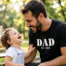 Dad Established Simple White Typography Black T Shirt