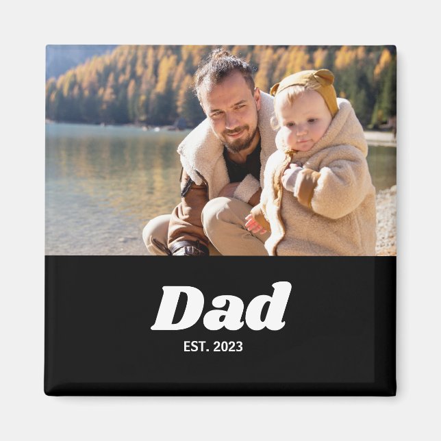 Dad Established White Typography Magnet (Framsidan)