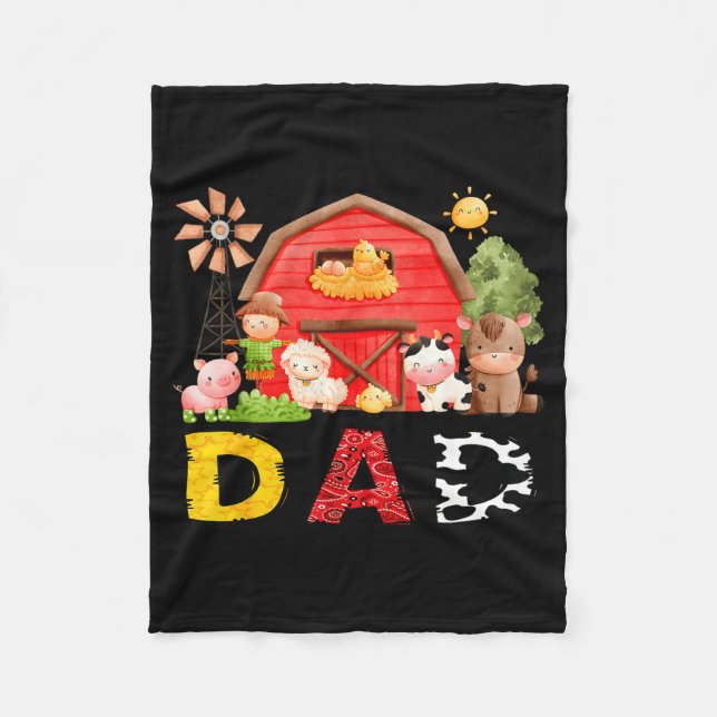 Dad Farm Cow Birthday Boy Matching Family Matching Fleecefilt (Framsidan)