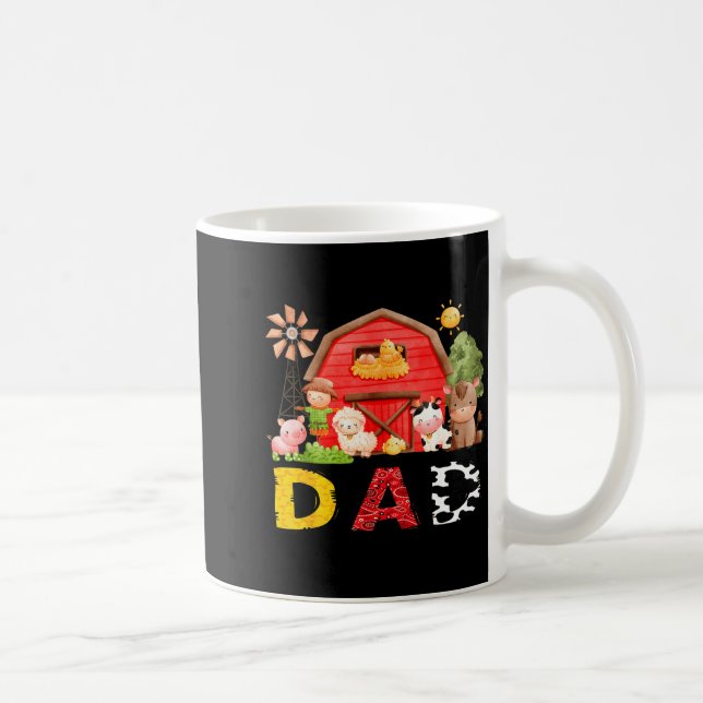 Dad Farm Cow Birthday Boy Matching Family Matching Kaffemugg (Höger)