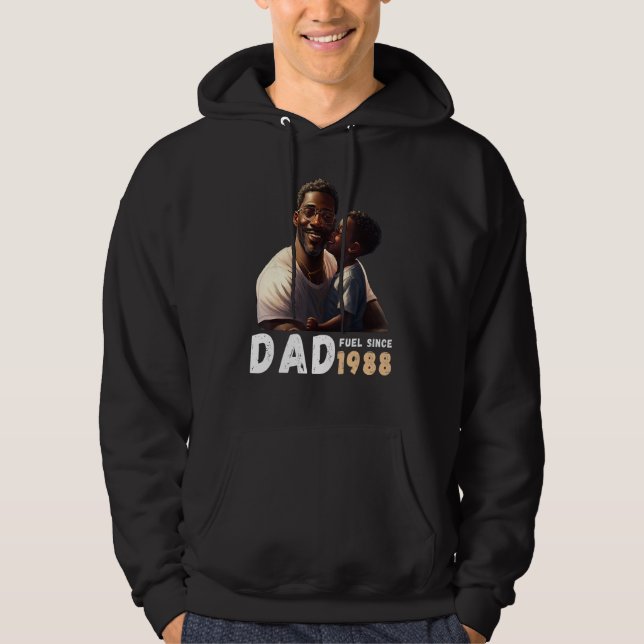 Dad Fuel Since 1988 Quote Black King Magic Fathers Hoodie (Framsida)