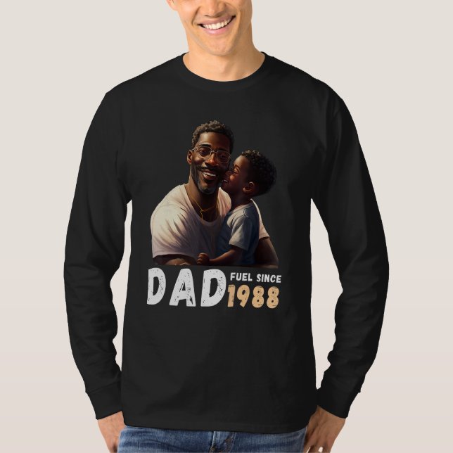 Dad Fuel Since 1988 Quote Black King Magic Fathers T Shirt (Framsida)