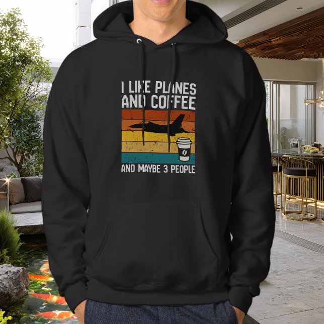 Dad Funny Birthday I Like Planes Coffee &3 people  Hoodie (Skapare uppladdad)