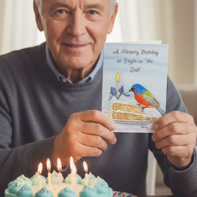 Dad Happy February Birthday Painted Bunt Kort (Skapare uppladdad)