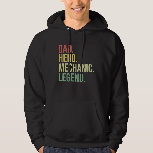 Dad Hero Mechanic Legend Fathers Day Garage Grandp Hoodie (Framsida)