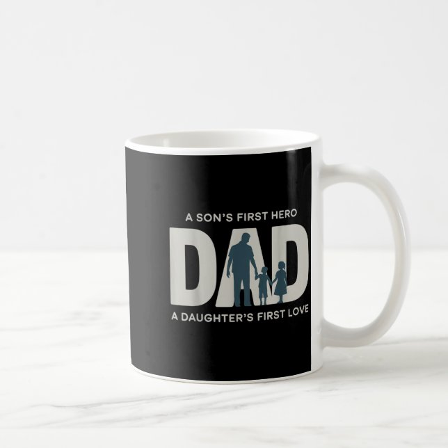 Dad Holding Kids Family Silhouette Father Quote  Kaffemugg (Höger)