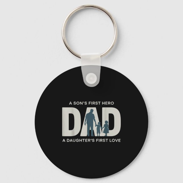Dad Holding Kids Family Silhouette Father Quote  Nyckelring (Framsida)