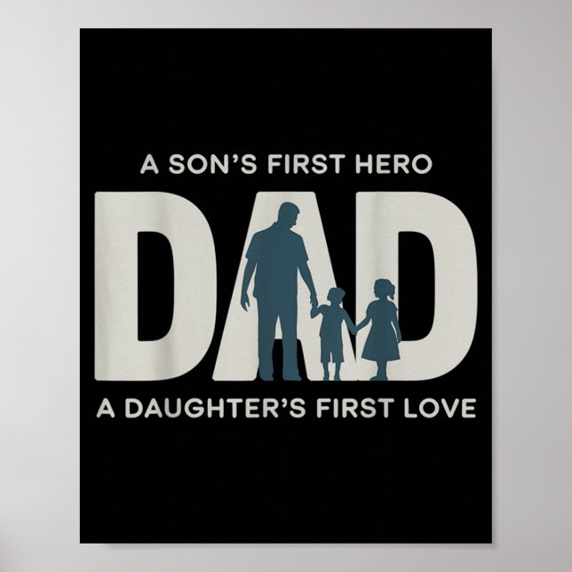 Dad Holding Kids Family Silhouette Father Quote  Poster (Framsidan)