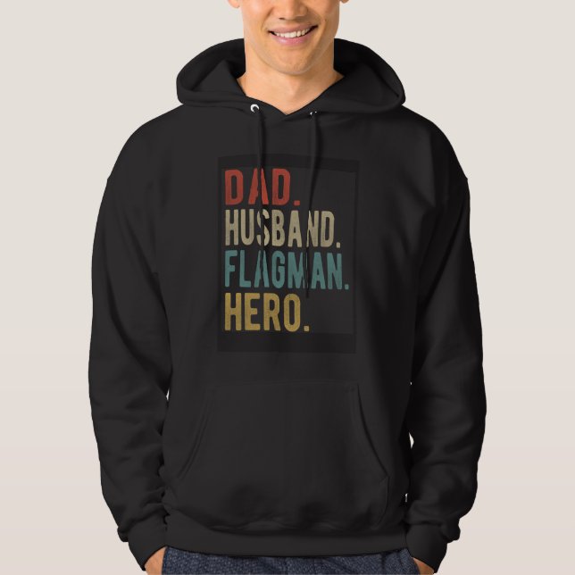 Dad Husband Flagman Hero Hoodie (Framsida)