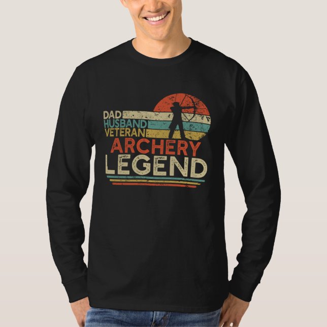Dad Husband Veteran Archery Legend Retired Militar T Shirt (Framsida)
