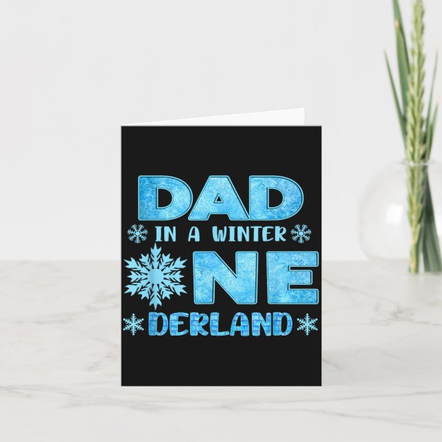 Dad In A Winter Onederland Bday Girl Sweet Snowfla Kort (Framsida)
