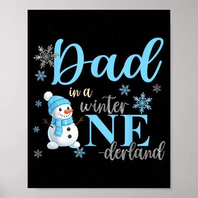 Dad In A Winter Onederland Birthday Boy Girl Cute  Poster (Framsidan)