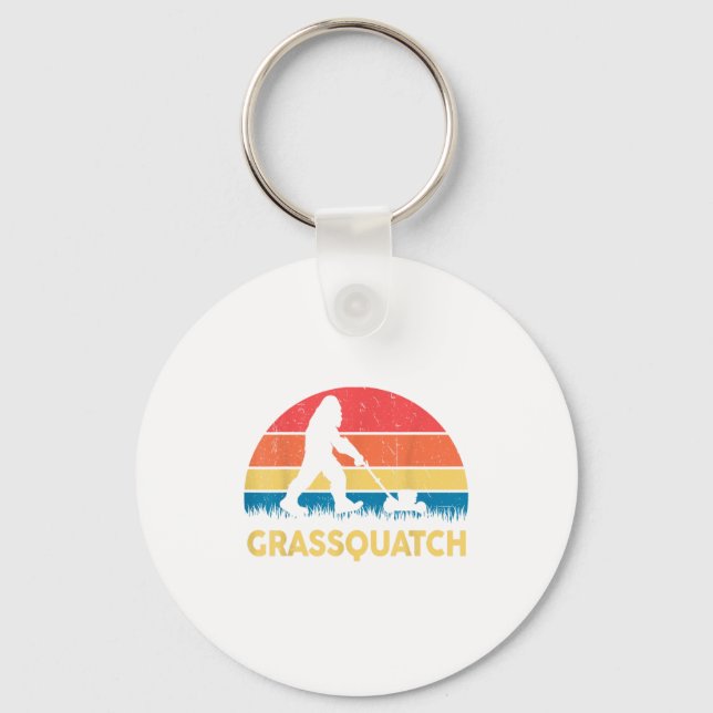 Dad Lawn Mowing Grquatch Bigfoot Mower Gift Funny  Nyckelring (Framsida)