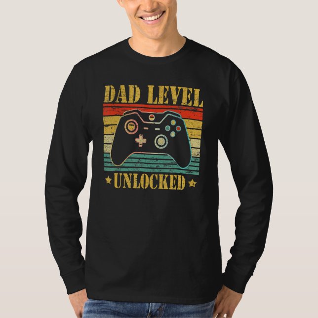 Dad Level Unlocked 2023 Gamer Pregnancy Soon To Be T Shirt (Framsida)