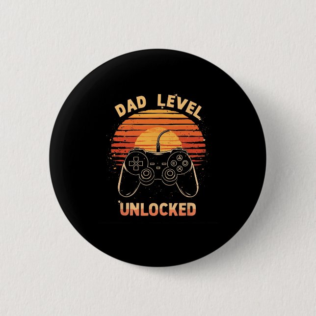 Dad Level Unlocked Funny Retro New Dad Gamer  Knapp (Framsida)